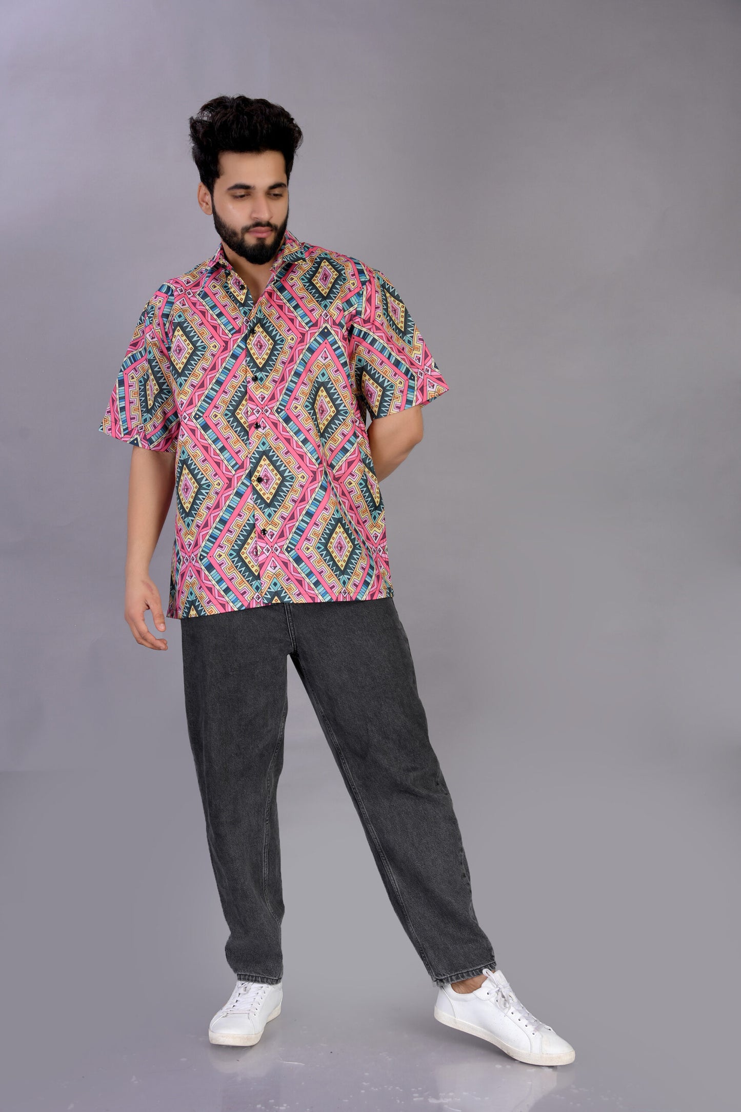 Multicolor Printed Casual Half Sleeves Men's Shirt