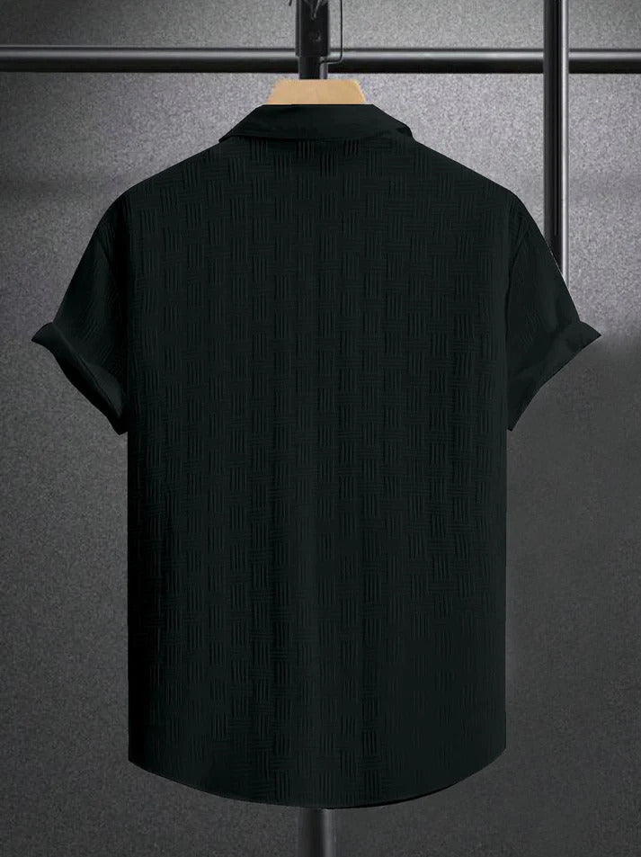 Black textured men’s casual shirt