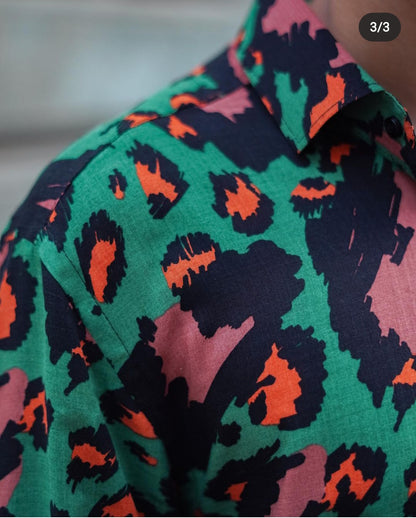 Leopard Printed Multicolor Men's Casual Shirt