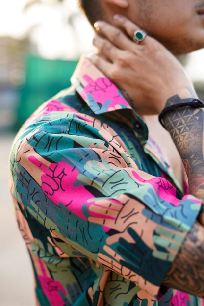 Abstract Printed Casual Multicolor Men's Shirt