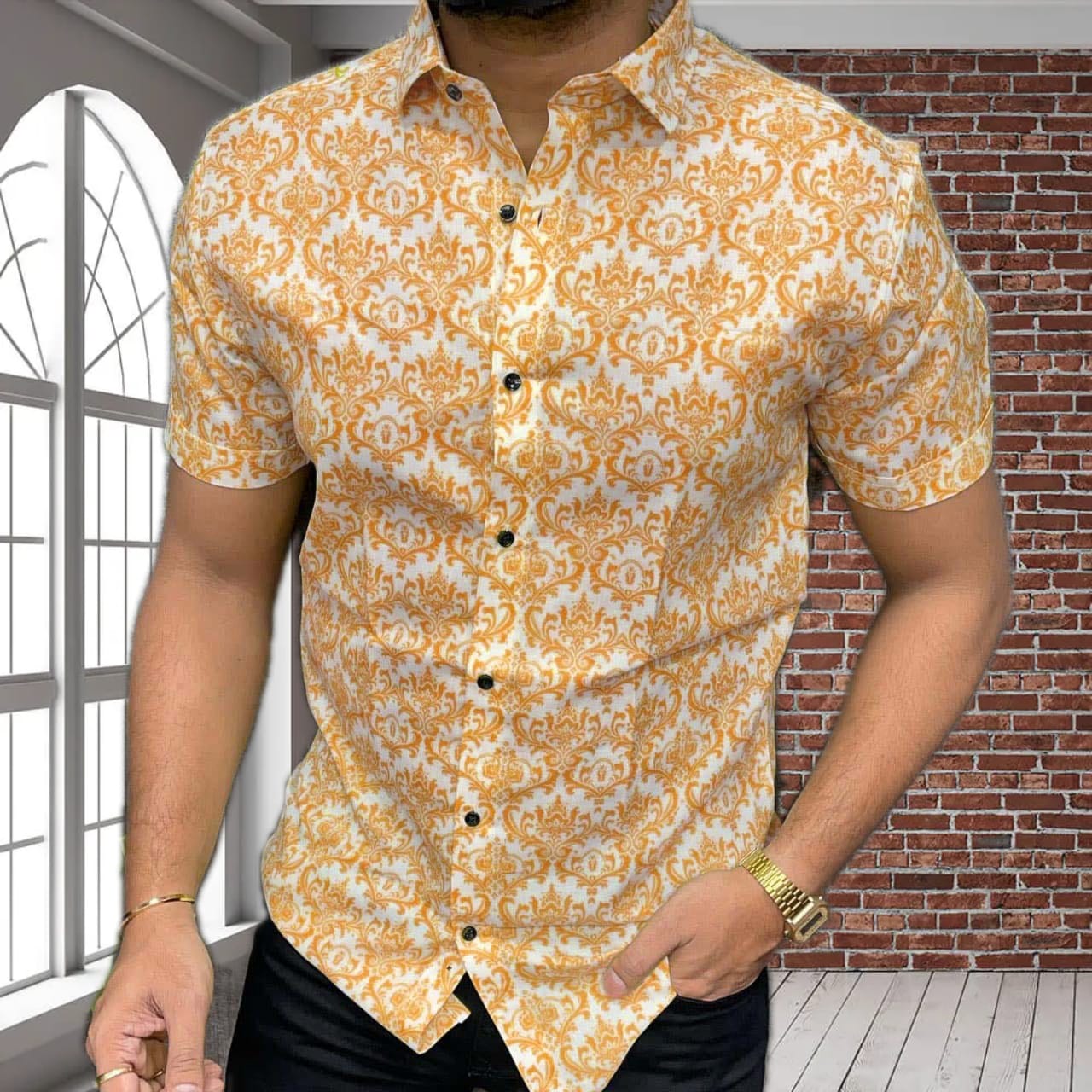 Turmeric Printed Shirt for Men