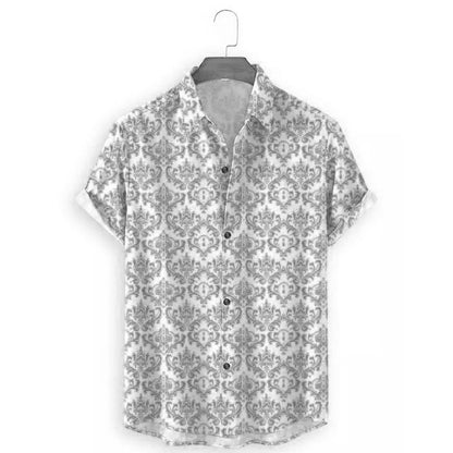 Printed Grey Casual Men's Shirt Half Sleeves
