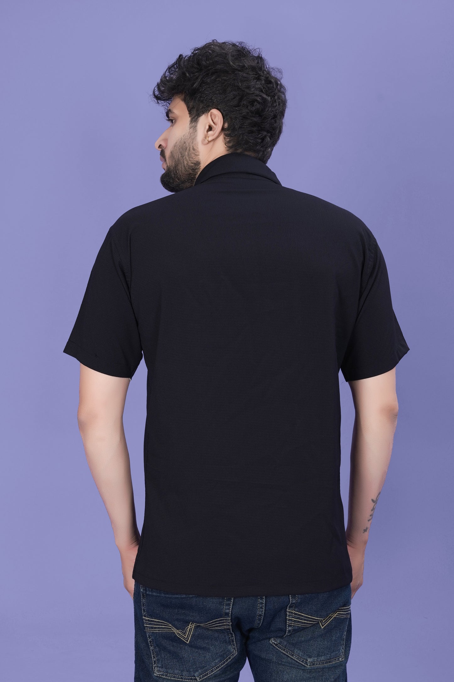 Black Half-Sleeves Men’s Casual Shirt