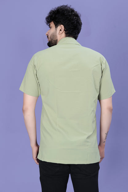Light Green Popcorn Half-Sleeves Shirt