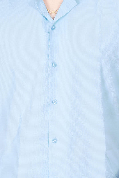 Sky Blue Half-Sleeves Men’s Casual Shirt