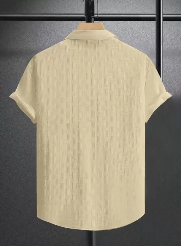 Cream textured men’s casual shirt